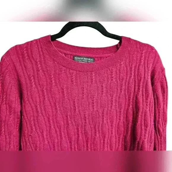Banana Republic Filpucci Sweater Cable Knit Wool Cashmere Blend Size XL Maroon - Picture 3 of 9